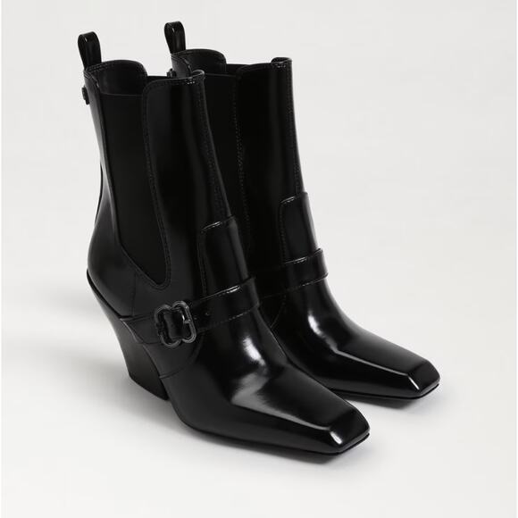NEW Sam Edelman Women's Suzette Chelsea Square Toe Western Bootie Size 6.5 Black - Picture 1 of 7